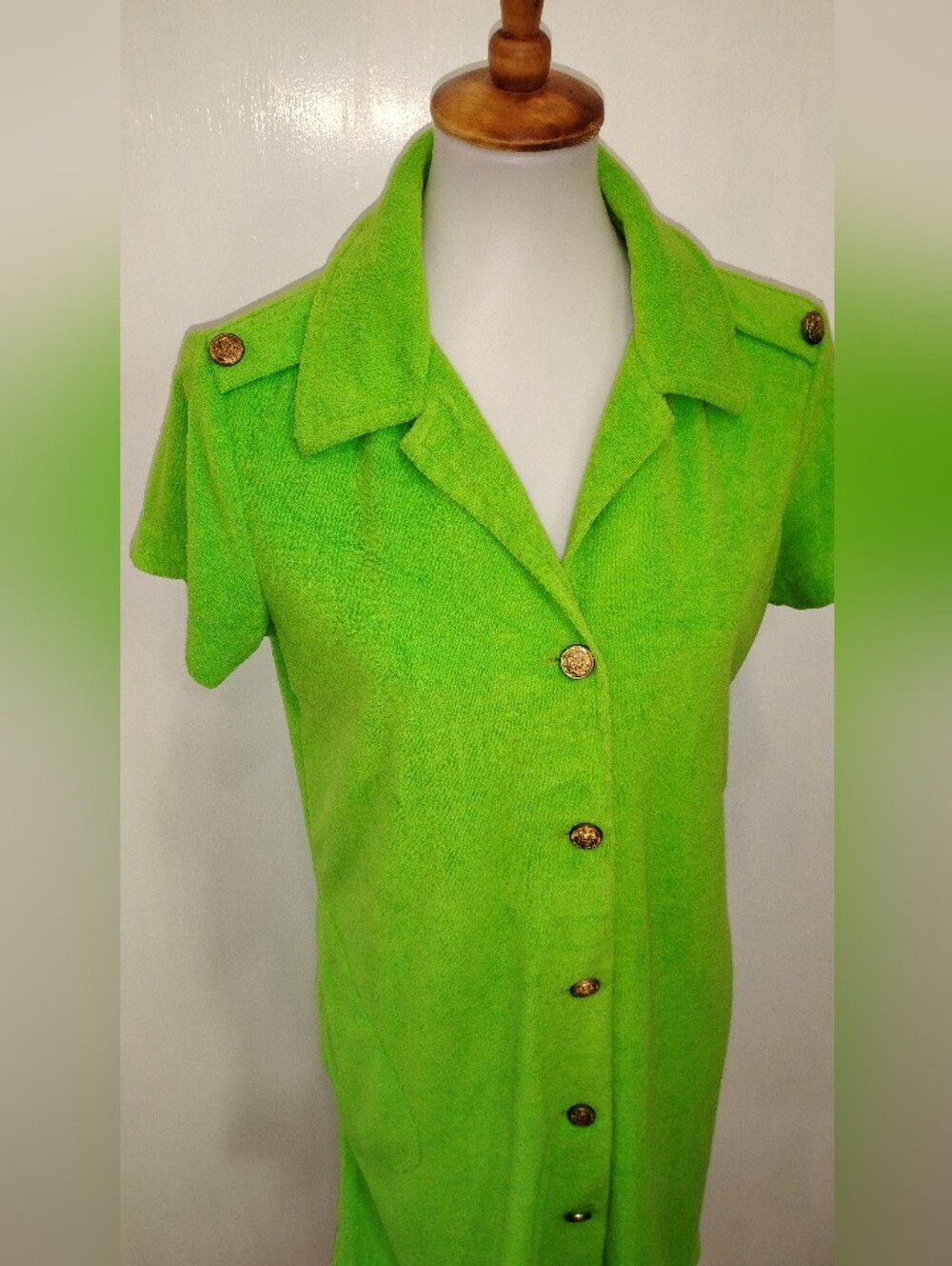 VINTAGE LIME GREEN TERRY CLOTH BEACH DRESS